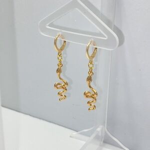 Gold Snake Huggie Hoop Earrings